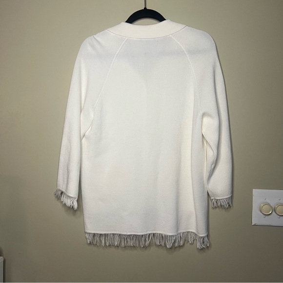 Repeat Size XS Cotton Blend Cardigan Fringe Ivory - Picture 12 of 13